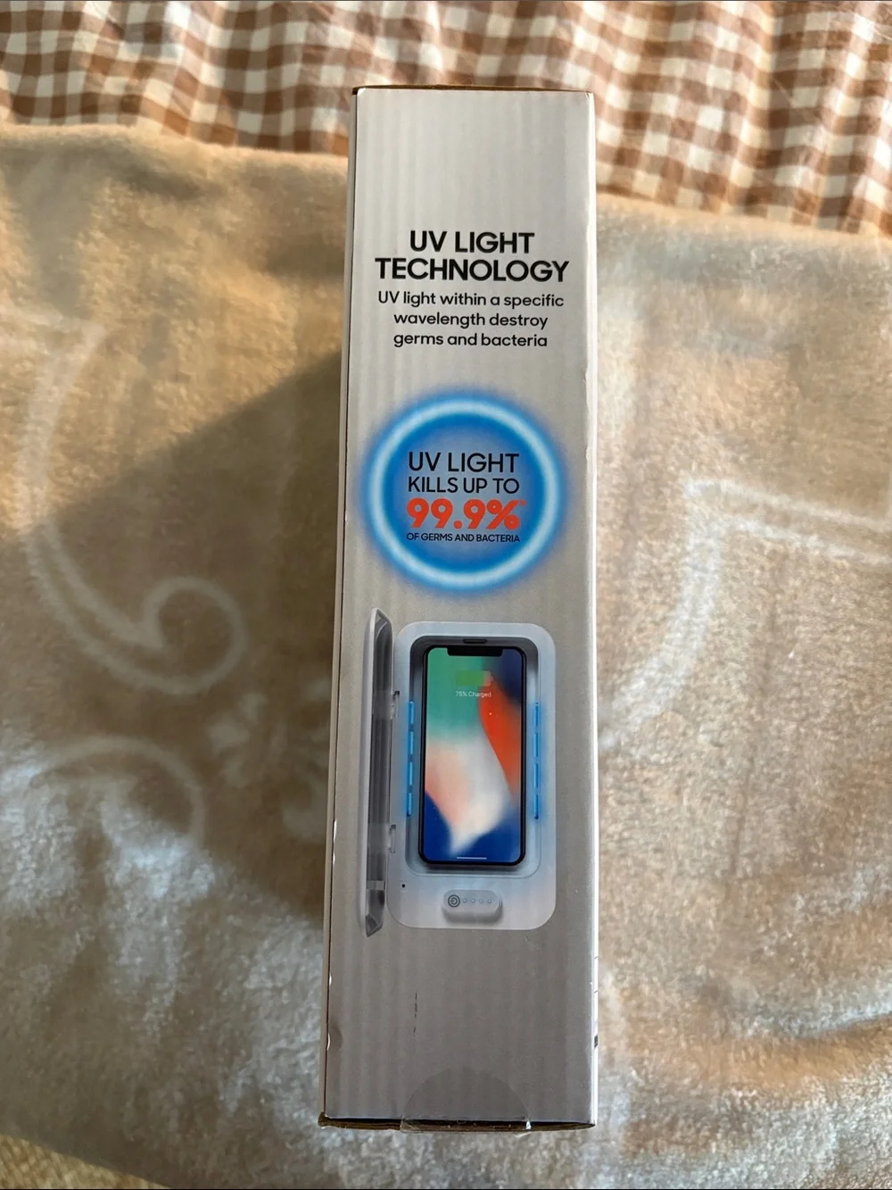 Sharper Image White UV-Zone Phone Sanitizer with Blue UV Indicator